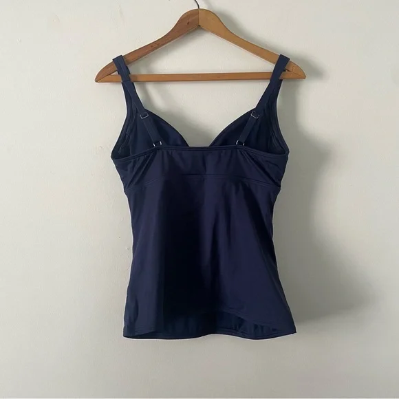 NWT New Lands End Navy Blue Criss Cross Padded Tankini Swimsuit Top Size 6 - Picture 2 of 4